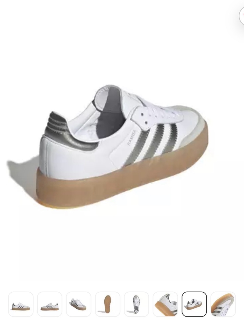 adidas Original Sambae White/Silver Metallic/Gum Platform Sneakers NIB - Picture 13 of 15